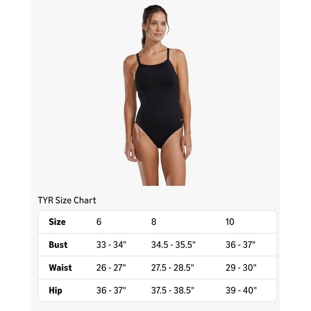 TYR Sport Girls' Solid Durafast Diamondback Swimsuit Size 6 - Picture 2 of 5